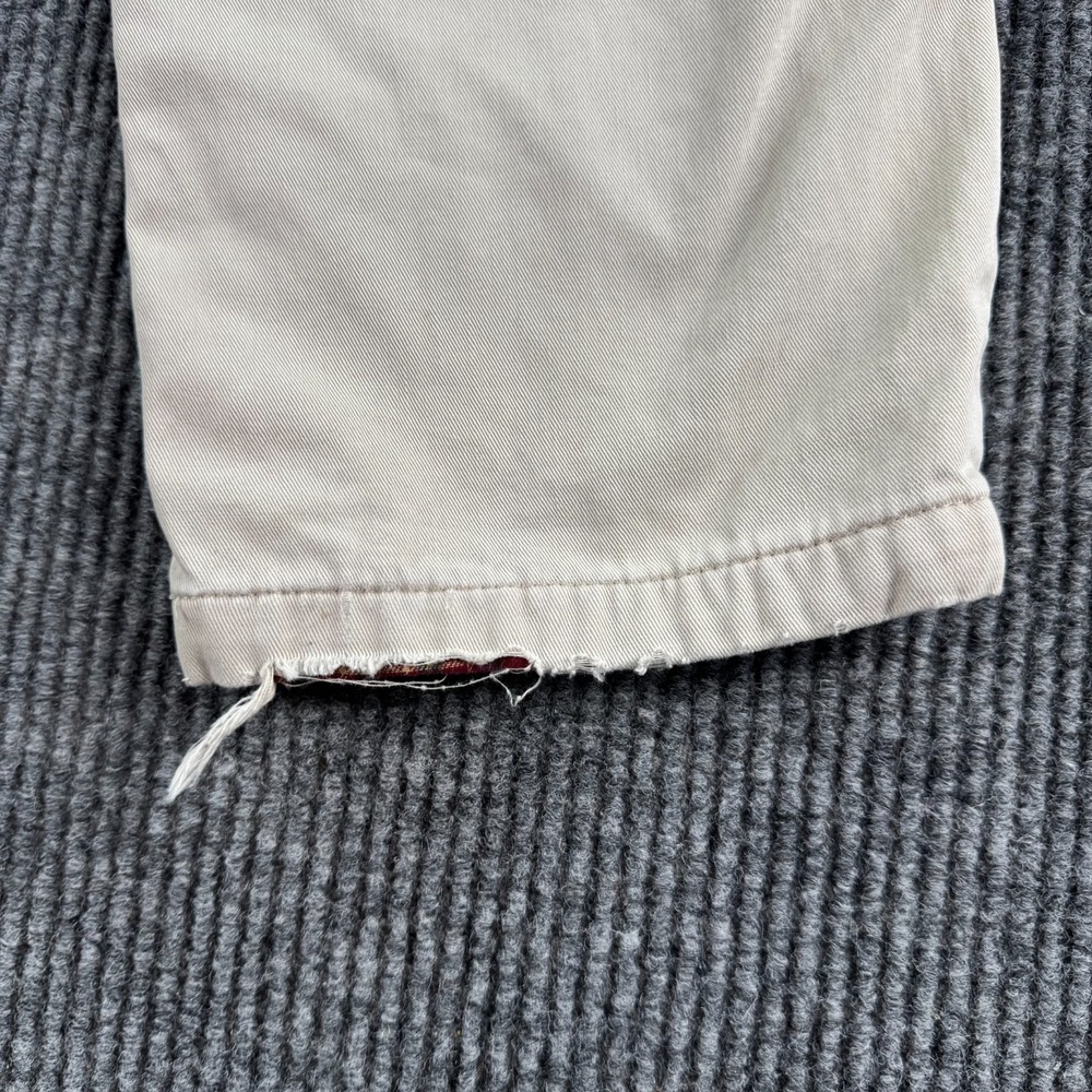 LL Bean Pants Men 30x32 Beige Fleece Lined Khaki Distressed Workwear Nat - Picture 3 of 14